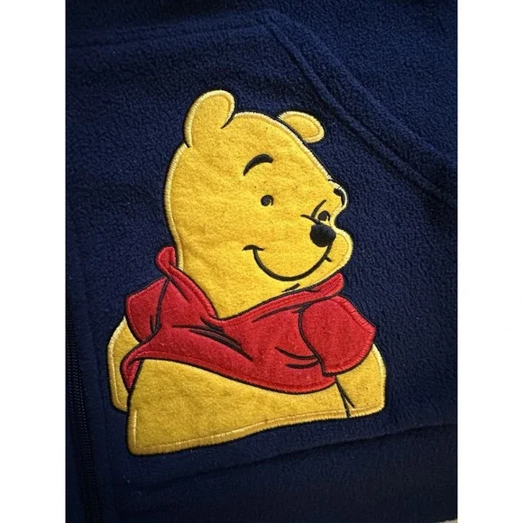 Vintage Winnie The Pooh 1/4 Zip Hoodie Fall Leaves Women's Medium Sz Blue Fleece - Picture 13 of 16